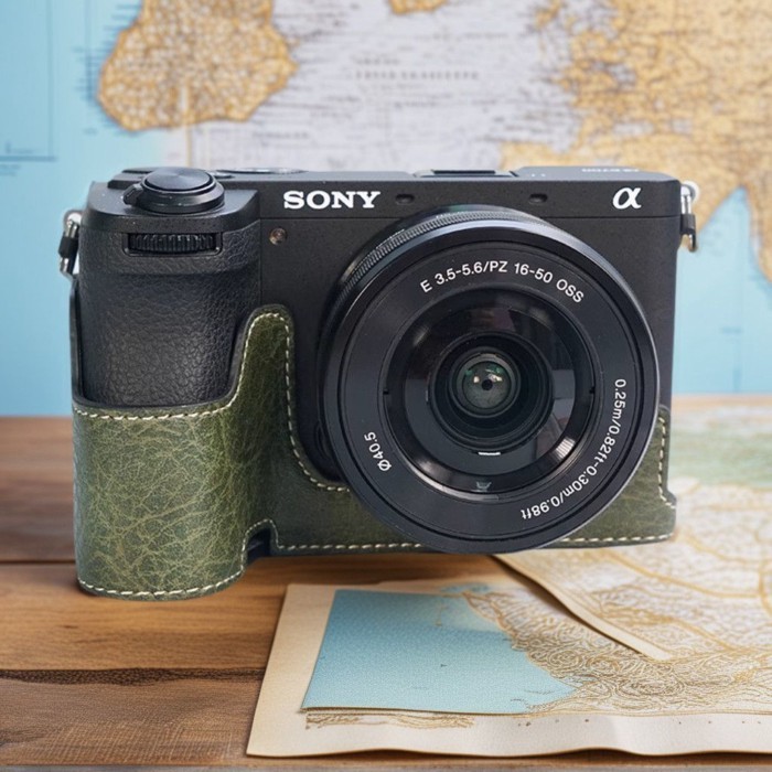 ((อุปกรณ์เสริมกล้อง) Sony A6700 เคสป้องกัน a6400 กระเป๋ากล้อง ZVE10 ซองหนังรุ่นที่สอง zve10L ฐาน A7C