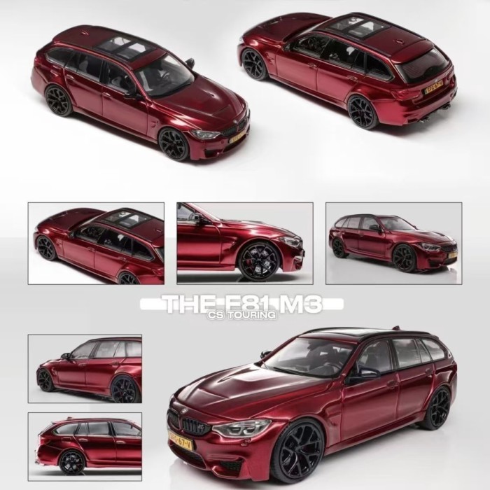 [คลังสินค้าพร้อม] MORTAL 1: 64 BMW M3 F81 โมเดลรถโลหะผสมสีแดงสีดํา