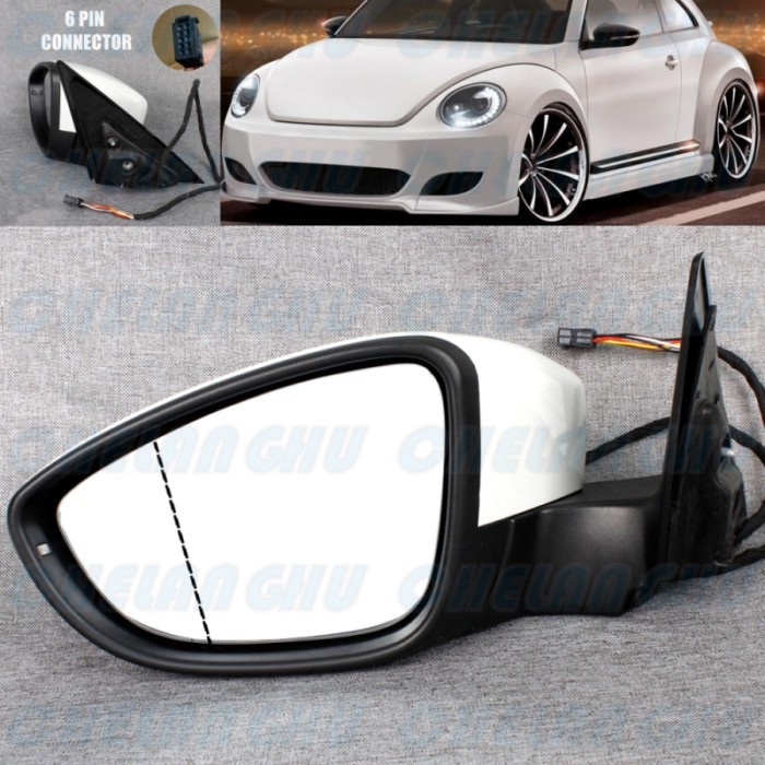 For VW Beetle 2012 2013 2014 2015 2016 2017 2018 2019 LHD Left Side 6 pins White Painted Heated Pow