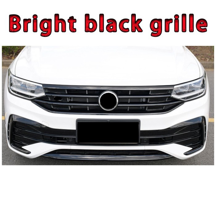 Car styling For Tiguan MK2 Glossy black Grille R 2020 2021 2022 Front Bright Black Grille Sports Bl