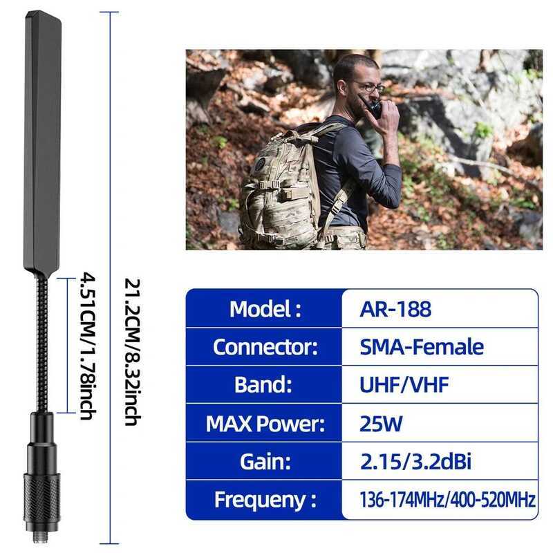 ▥  Ar-188 Gooseneck  Antenna Sma-Female VHF UHF For  Uv-5R MINI Uv-5Rh 21