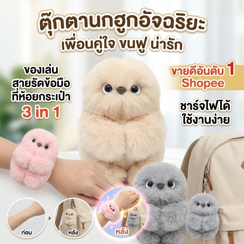 In-stock ของเล่นหุ่นยนต์สัตว์เลี้ยงอัจฉริยะ ตุ๊กตานกฮูก/พวงกุญแจห้อยกระเป๋า/เกมเพื่อความบันเทิง/หุ่นยนต์ขี้อายแต่ฉลาด/ช่วยคลายความวิตกกังวลในชีวิตประจำวัน / เป็นทั้งของเล่นและเพื่อนคู่ใจ / อ่อนโยนต่อผิวและไม่หลุดร่วง
