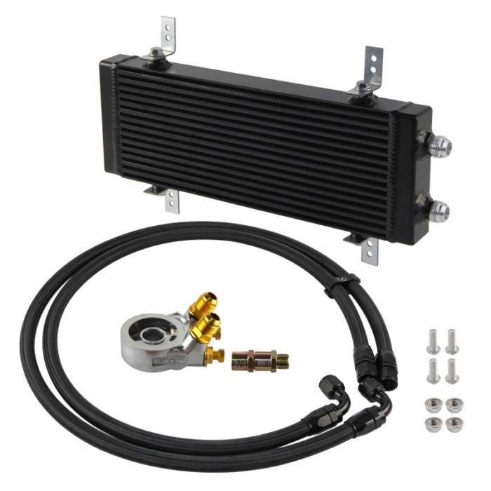 Medium 14"x5.5"x1.58" Dual Pass + 80 Deg thermostatic Filter Adapter Hose Kit New-style Black Bar&P