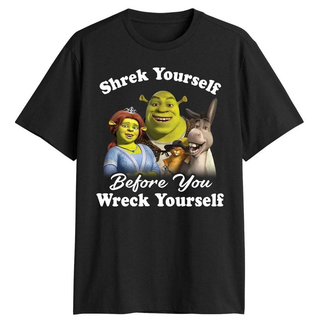 2026 Disney Shrek เสื้อยืดผู้ชาย Shrek ก่อนคุณ Ruined Yourself เสื้อยืดแขนสั้นผ้าฝ้ายเป็นกลางแขนสั้น