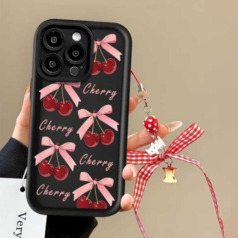 Insแฟชั่นโบว์สีชมพูเชอร์รี่จี้เคสโทรศัพท์สําหรับInfinix X650B X655F X655C X657B X657C X665E X669C X6