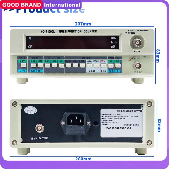 HC-F1000L Frequency Meter 1G Frequency Crystal Oscillator Signal Counter Test 8 Led Display Crystal