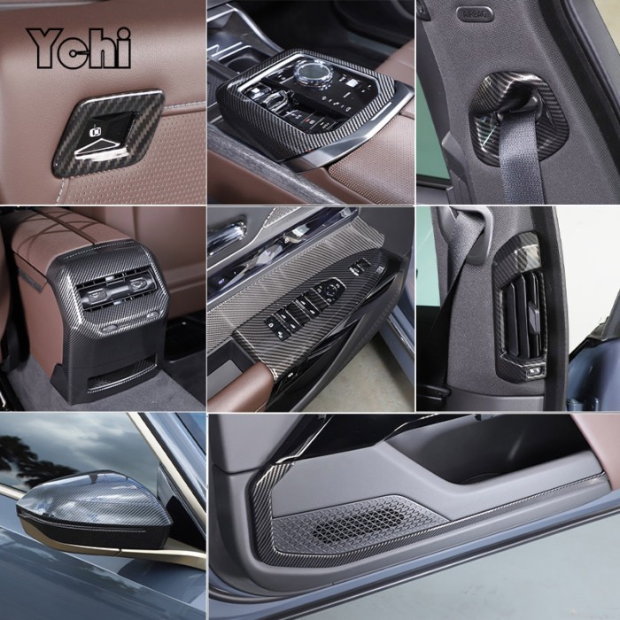ABS carbon fiber For BMW 7 i7 Series G70 2023-2025 Car Shift panel Rear Air Vent Frame Glass Liftin