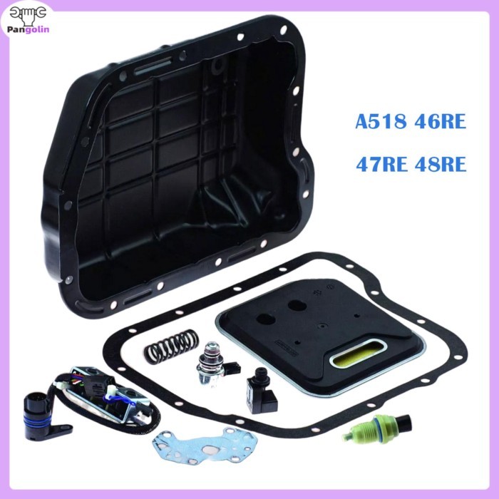 1Set Transmission Solenoid Set Oil Pan & Filter Kit A518 46RE 47RE 48RE For Dodge Chrysler Jeep 200