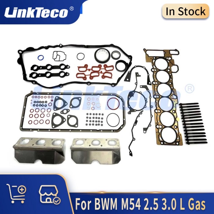 Auto Engine Parts Full Cylinder Head Gasket Seal Set & Head Bolts Kit 2.5 3.0 L Gas M54B25 M54B30 3