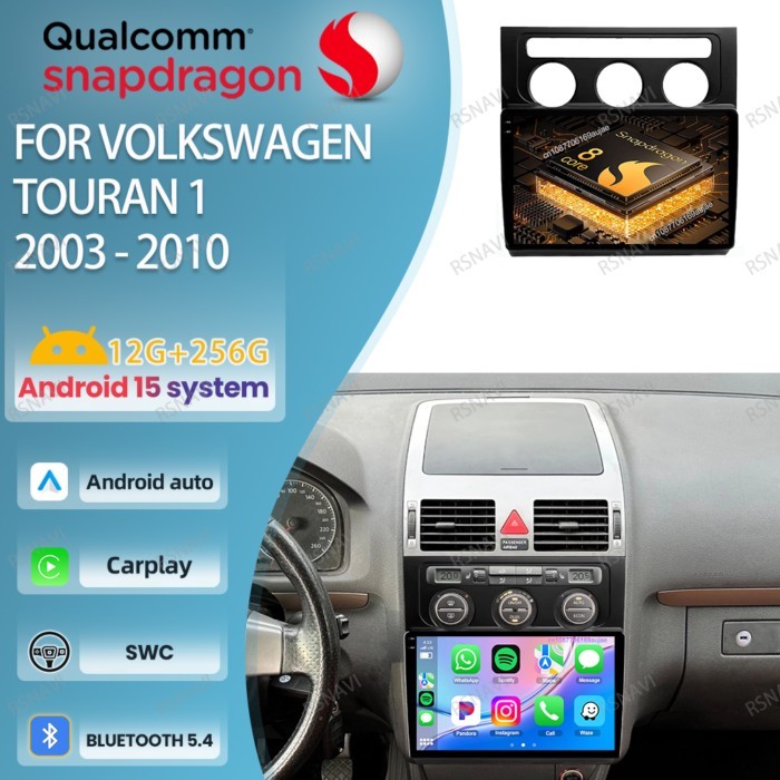 Car Radio Android 15 For Volkswagen Touran 1 2003-2010 Viedo Player Multimedia QLED Head Unit DVD W