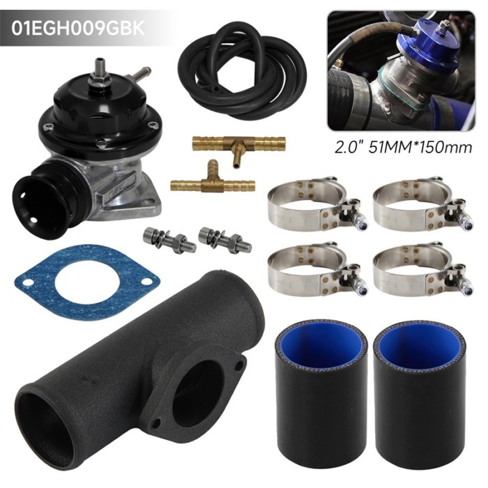 Balck Universal 10PSI Adjustable Turbo Blow Off Valve Type-S RS RZ Style & 2inch Flange Pipe Clamp