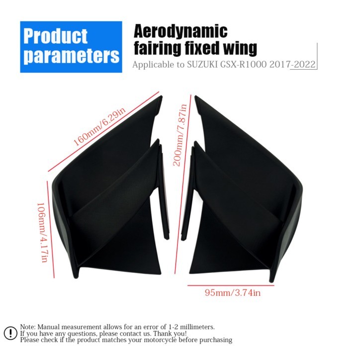 Motorcycle Fixed Wing Spoiler For SUZUKI GSX-R1000 GSXR1000 GSX-R1000R GSXR1000R 2017-2023  Aerodyn