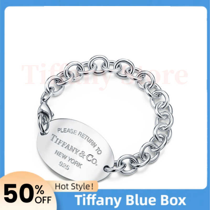 2026 Best Gift Return to Tiffany Ultra Oval Tag Bracelet Sterling Silver Elegant Daily Jewelry for Y