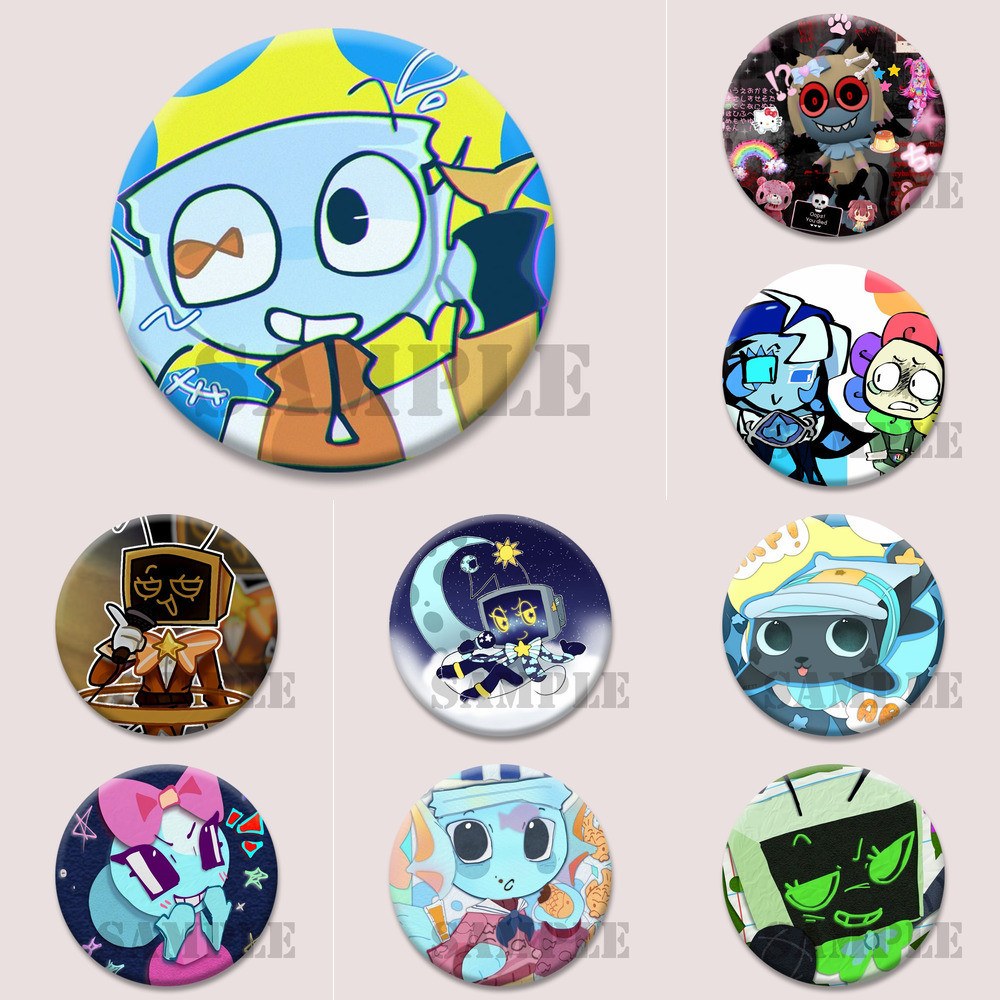 เข็มกลัดและป้ายสำหรับกระเป๋าและหมวกจากโลกแห่งการ์ตูน Kawaii Dandys World และ Vee Glisten Atta Silly