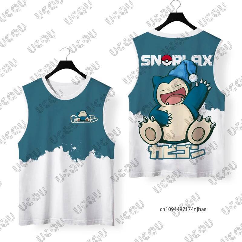 ฤดูร้อนใหม่การ์ตูน Pokémon Snorlax 3D พิมพ์ผู้ชายs และผู้หญิงs ถังคอสเพลย์แขนกุด Tees Casual ขนาดใหญ่กีฬาเด็ก Tops