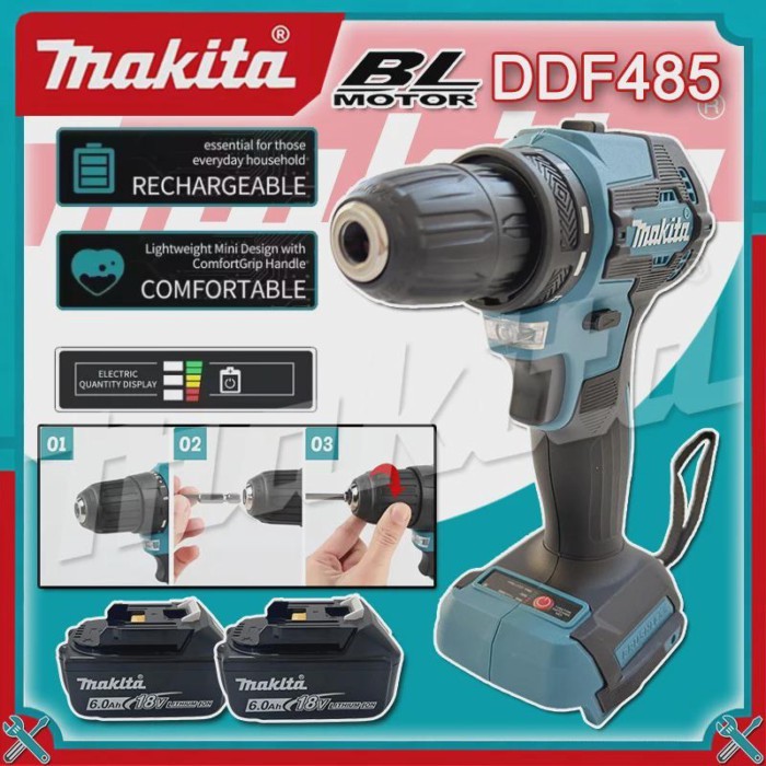 Makita DDF485 10MM LXT Compact Cordless Tool Multi-function Screwdriver Impact Brushless Drive Rech