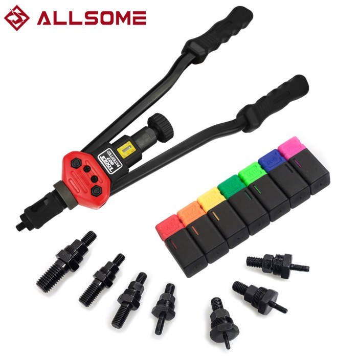 ALLSOME BT-607 16" Manual Riveter Gun Hand Rivet Tool Kit Rivet Nut Setting Tool Nut Setter M3/M4/M