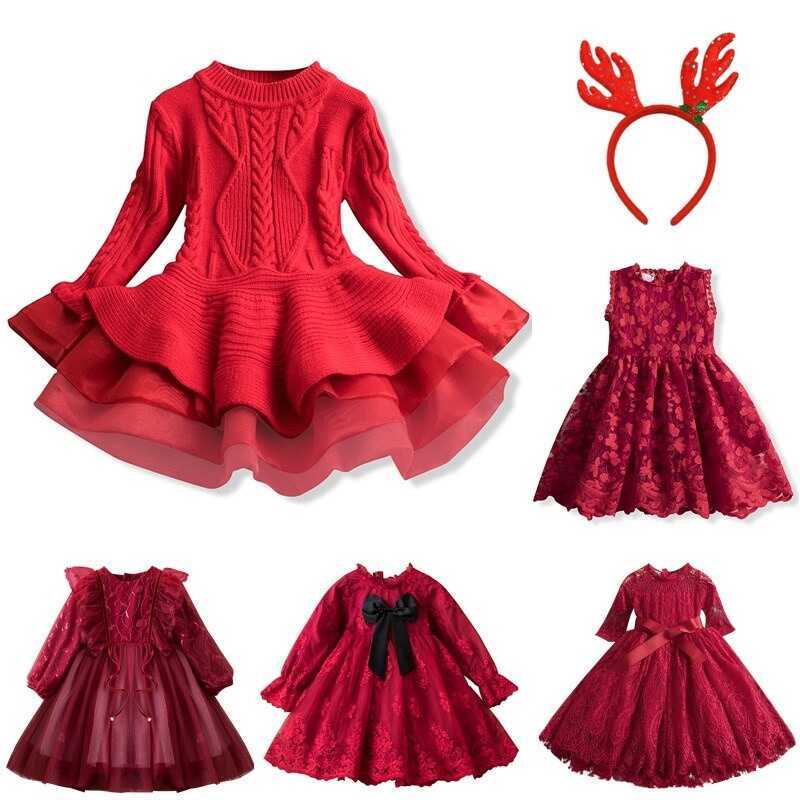C New Year's Red Christmas Dress For 3-8 Year Old Toddler Girls With Lace Chiffon Design For Baby G