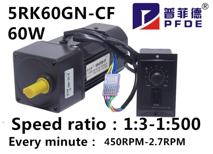 5RK60GN-CF 220V AC Geared Motors 60W Induction Small Machine 2.7/4.5/6.9/9/12.5/18/22/27/33/45/54/6