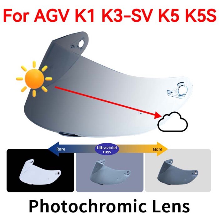Photochromic Visor for AGV K5 K5S K5-S K3SV K3-SV K1 Helmet Glasses Screen Shield Windshield Access