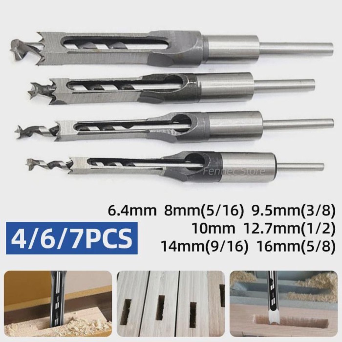 Woodworking Square Drill Bit Set Twist Drill Bits Hole Saw Mortising Chisel Drill Bit Tool Set Auge