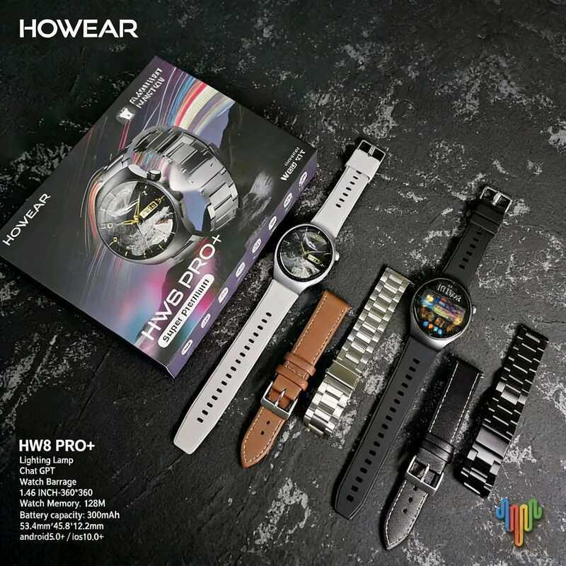 Huaqiangbei HW8 Pro + สมาร์ทวอทช์บลูทูธโทรความดันความดันโลหิตการตรวจสอบแชท GPT นาฬิกาสปอร์ต