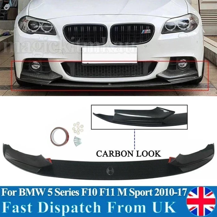 For BMW 5Series F10 F11 M Sport Front Diffuser Splitter Spoiler Lip Carbon Style