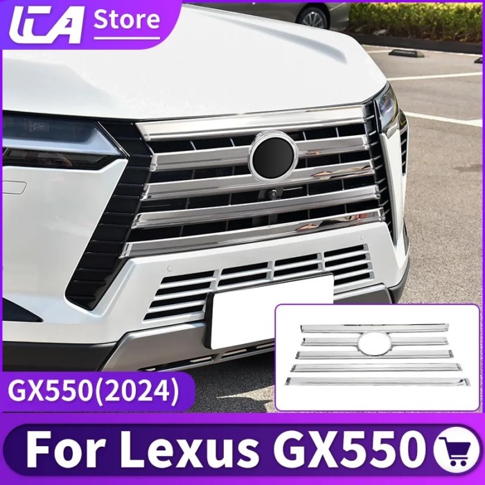 For 2024 Lexus GX550 GX550h Front Grill Chrome Decoration Strip GX 550 550h Exterior Upgraded Acces