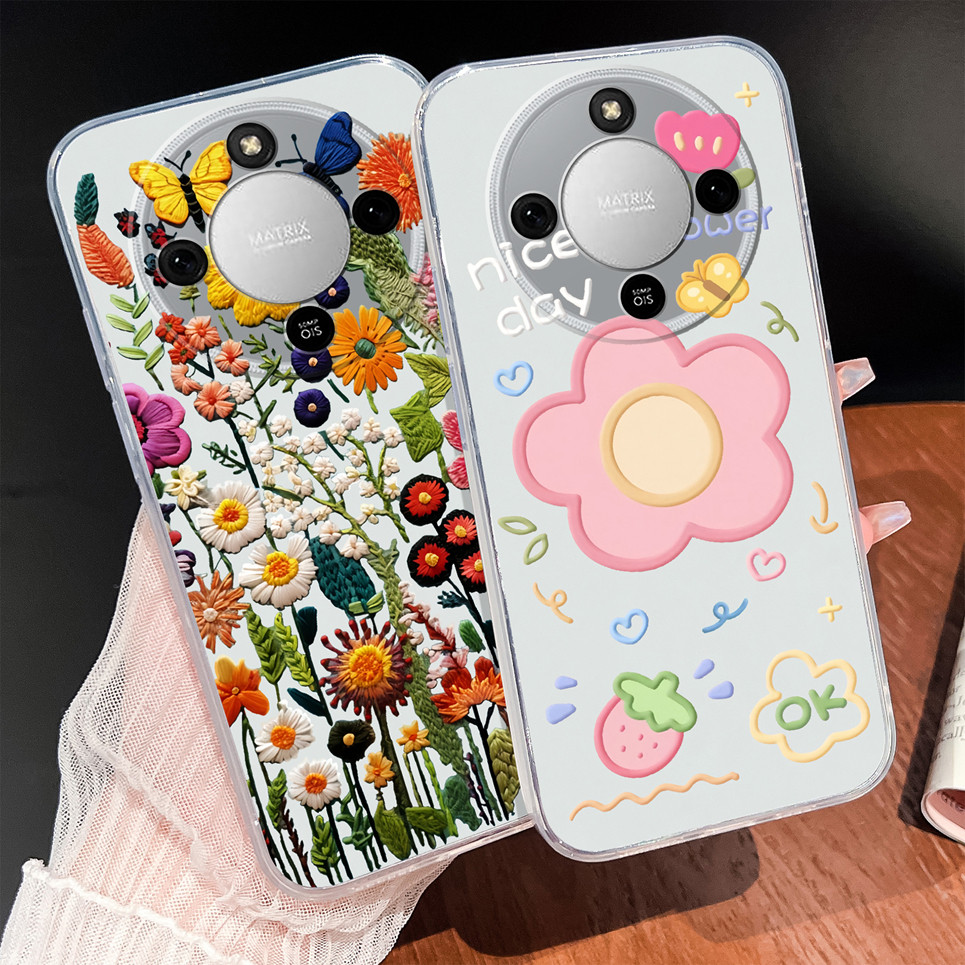 สําหรับ Honor X70 X9d 5G กรณีน่ารักดอกไม้ Soft Slim TPU ซิลิโคนใสโทรศัพท์ฝาหลังน้ําหนักเบาทนทาน Anti Drop แฟชั่น Shell – โปรปัง