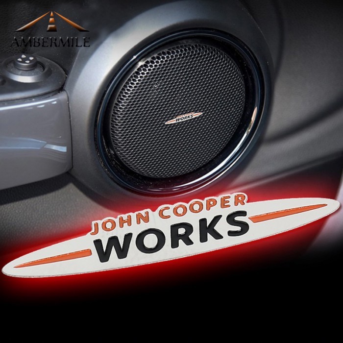 AMBERMILE Metal Mini JCW Stickers Emblems Interior Car Sticker for Mini Cooper Countryman JCW F55 F