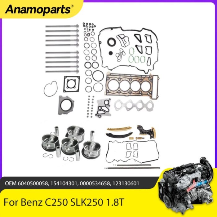 Engine Part Cylinder Head Gasket Kit Piston Rings Timing Chain Kit Fit 1.8 T 1.8 L L4 GAS M271 For