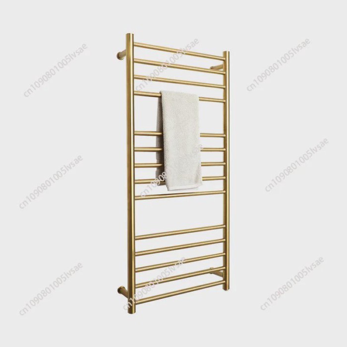 9006 Bathroom 304 Stainless Steel Gold Heated Towel Warmer Waterproof Grade Ip56 Electric Heating T