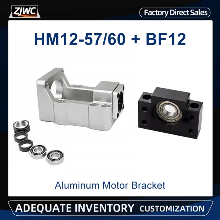 Aluminum Motor Bracket HM12-57/HM12-60+BF12 ball Screw Support SFU1605 Ballscrew For NEMA23 NEMA 24