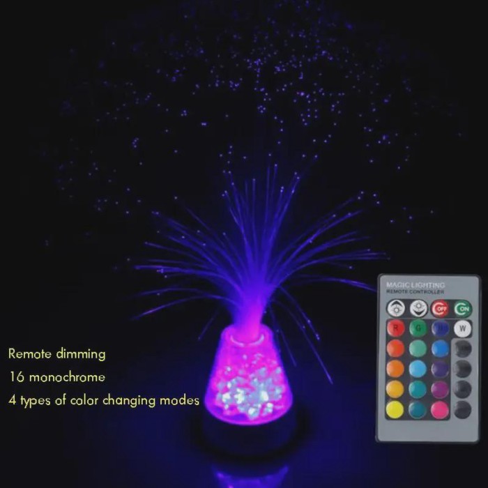 Fiber Optic Lamp RGB Color Changing LED Starry Remote Control Fiber Optic Light with Acrylic Base,