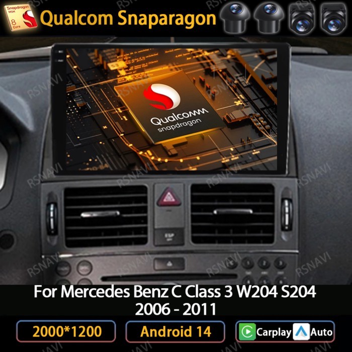 Android 14 Car Radio For Mercedes Benz C Class 3 W204 S204 2006 - 2011 QLED 4G Multimedia Video Pla