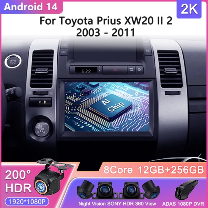Android 14 Carplay Car Radio For Toyota Prius 20 2002 - 2009 Navigation Multimedia Player Stereo Wi