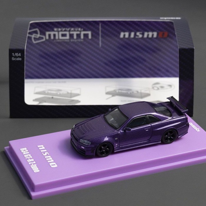 Jingshang 1: 64 Nissan Nissan GT-R 34 MOTN LED Base Exhibition Limited Alloy Car Model