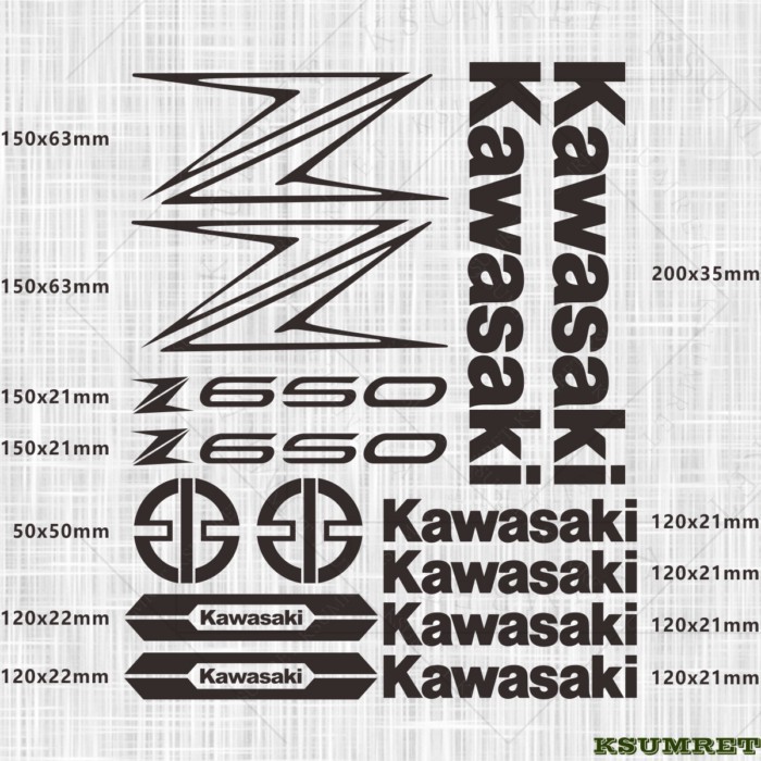 Vinyl Kawasaki Sticker Z650 Logo Motorcycle Helmet Decal
