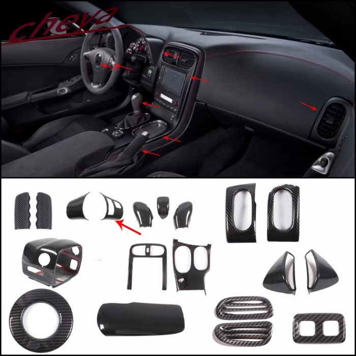 For Chevrolet Corvette C6 ZR1 Z06 2005-2013 LHD ABS Plastic Complete Interior Center Console Decora
