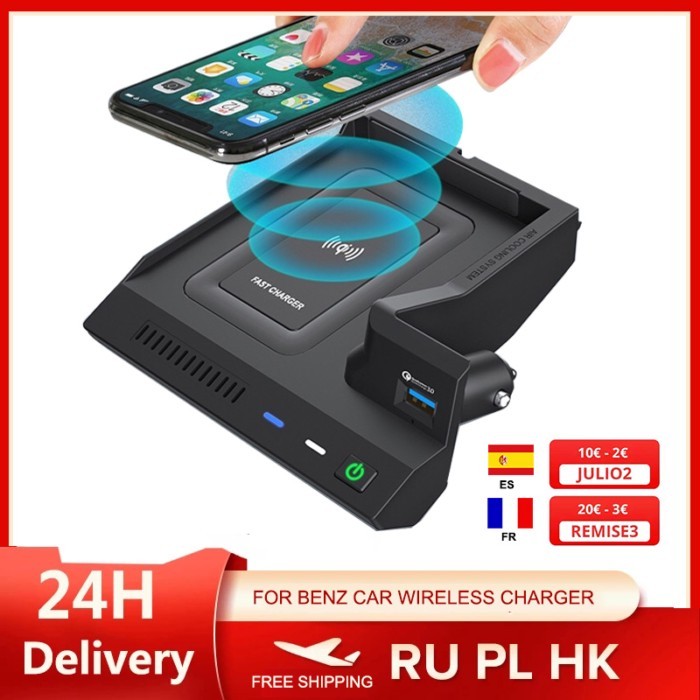 for Mercedes Benz W205 AMG C43 C63 AMG GLC 43 GLC 63 X253 C Class GLC 10W car wireless charger phon
