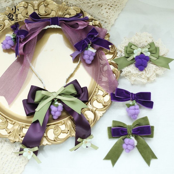 Lolita Lolita Lolita Grape Garden Big Bow Lolita Headdress กิ๊บสีม่วงวัตถุขนาดเล็ก Bow น่ารัก