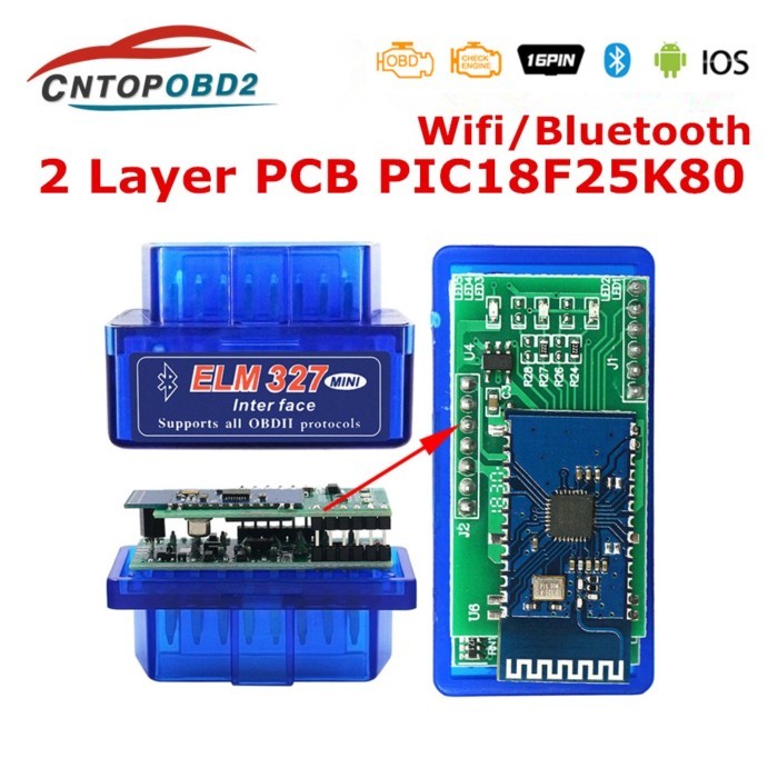 Super Mini ELM327 Bluetooth V1.5 With Double Pic18f25k80 WIFI ELM 327 V1.5 OBD2 Scanner Universal D