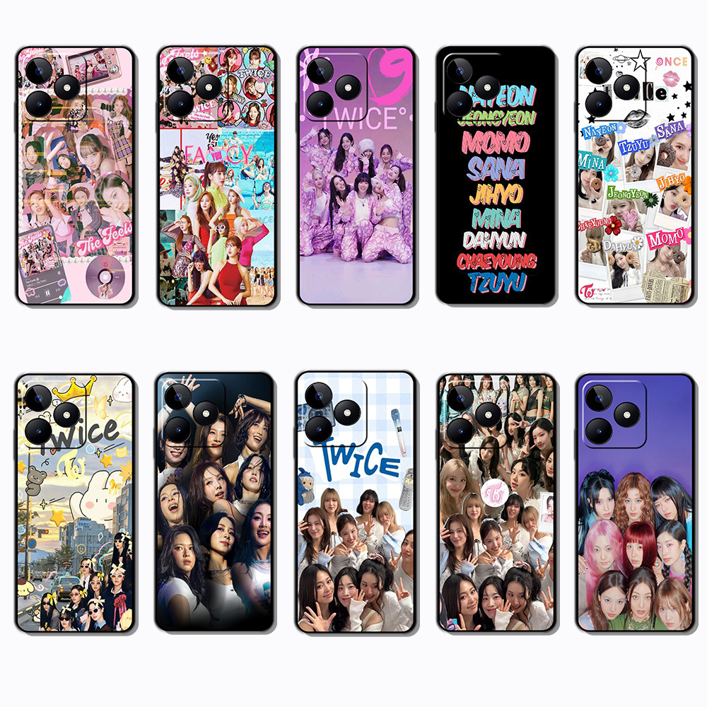 สําหรับRealme C51S C67 C68 C63 C61 P1 หมายเหตุ 50 TWICEสีดําขอบTPUเคสโทรศัพท์ | แสดงความสวยของโทรศัพ