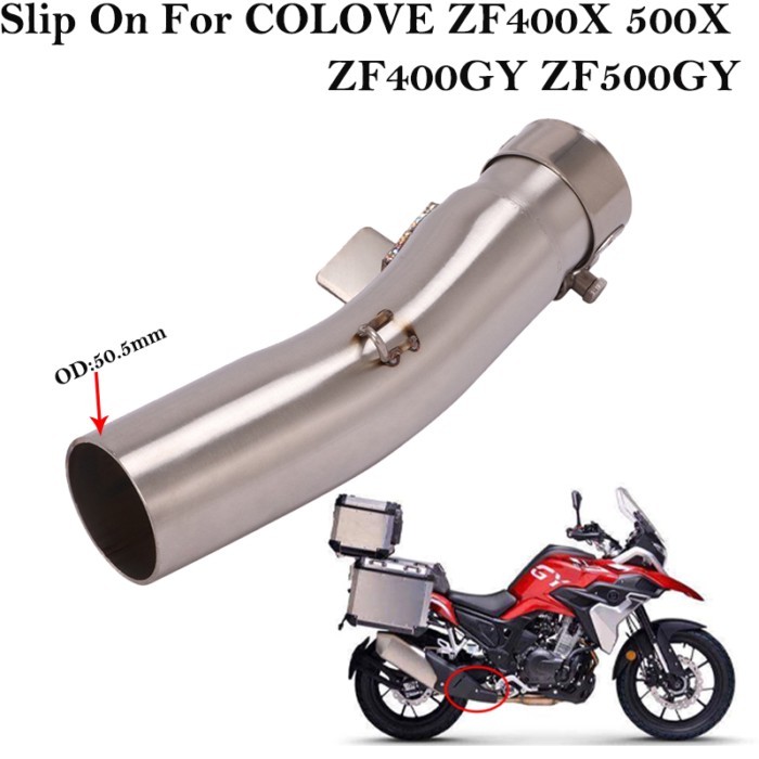 For COLOVE ZF400X 500X ZF400GY ZF500GY Motorcycle Exhaust Escape Modified Stainless Steel Middle Li