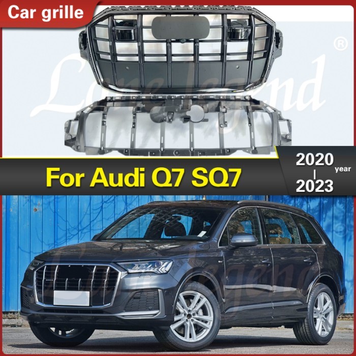Car Front Bumper Grill Center Grille for Audi Q7 2020-2023 (Refit for SQ7 Style) for SQ7 Grill Repl