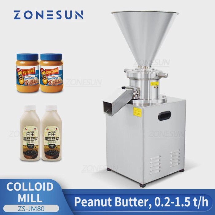 ZONESUN Automatic Colloid Mill Peanut Butter Tahini Almond Paste Chili Sauce Sesame Flavoring Grind
