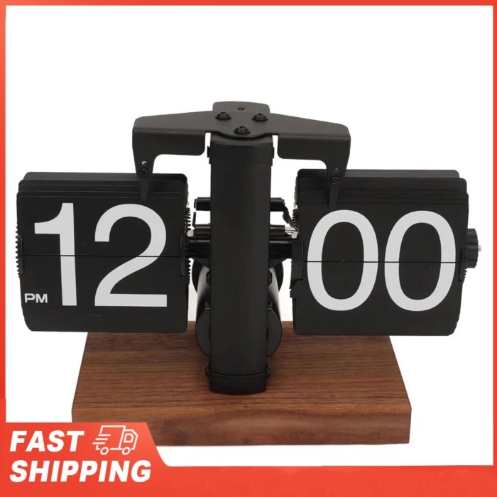 Battery Operated Mechanical Melting Clock Flip Desk Clock, Digital Retro Clock with Automatic Rotat