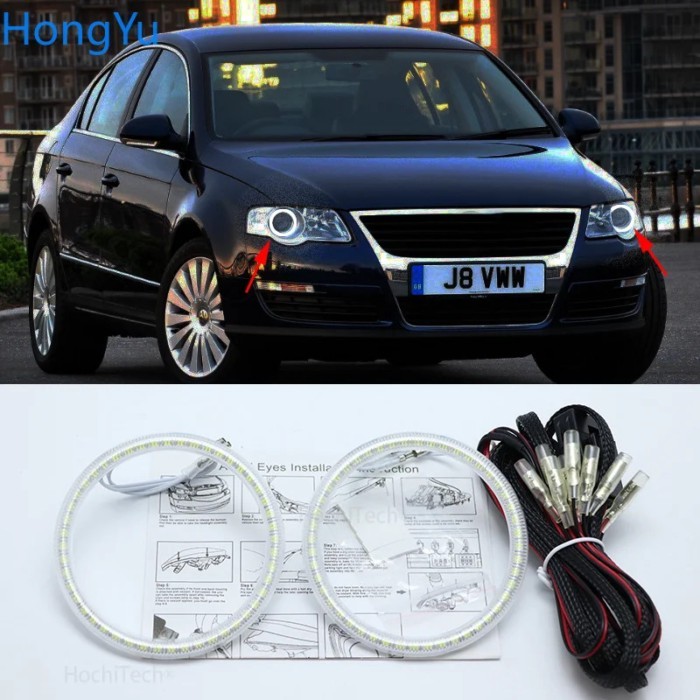 For Volkswagen VW Passat B6 Magotan halogen Headlight 2006-2010 3528 SMD led Angel Eyes kit daytime