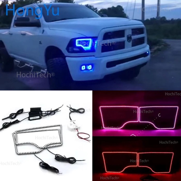 RGB Angel Eyes Multi-Color LED Ring Turnning Light DRL Car Headlight Angel Eyes For 2009-2016 Dodge