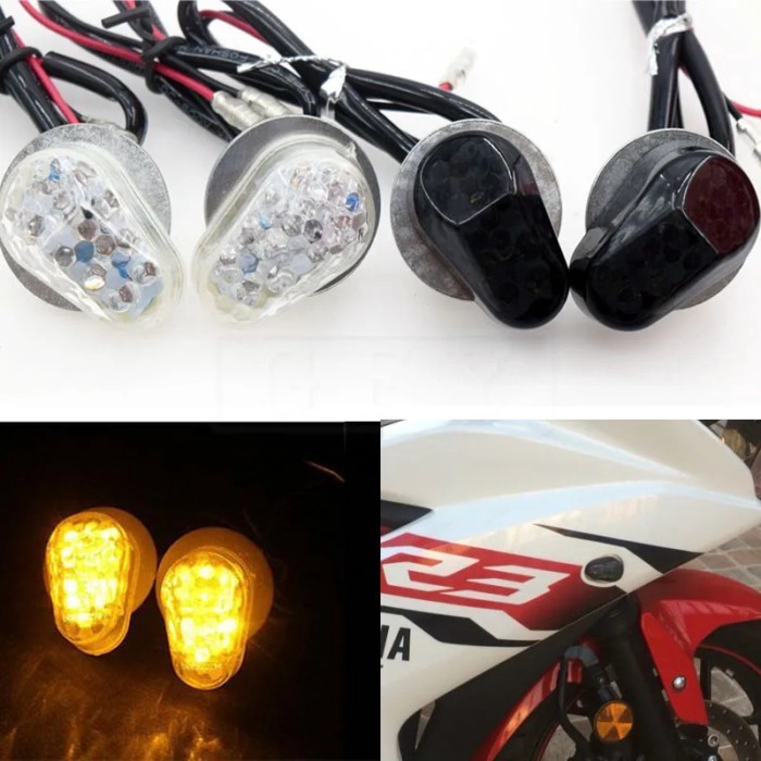 Motorcycle LED Bulb Turn Signals Indicator flashing lights blinkers For Yamaha YZF R1 R6 R6S R3 R6S